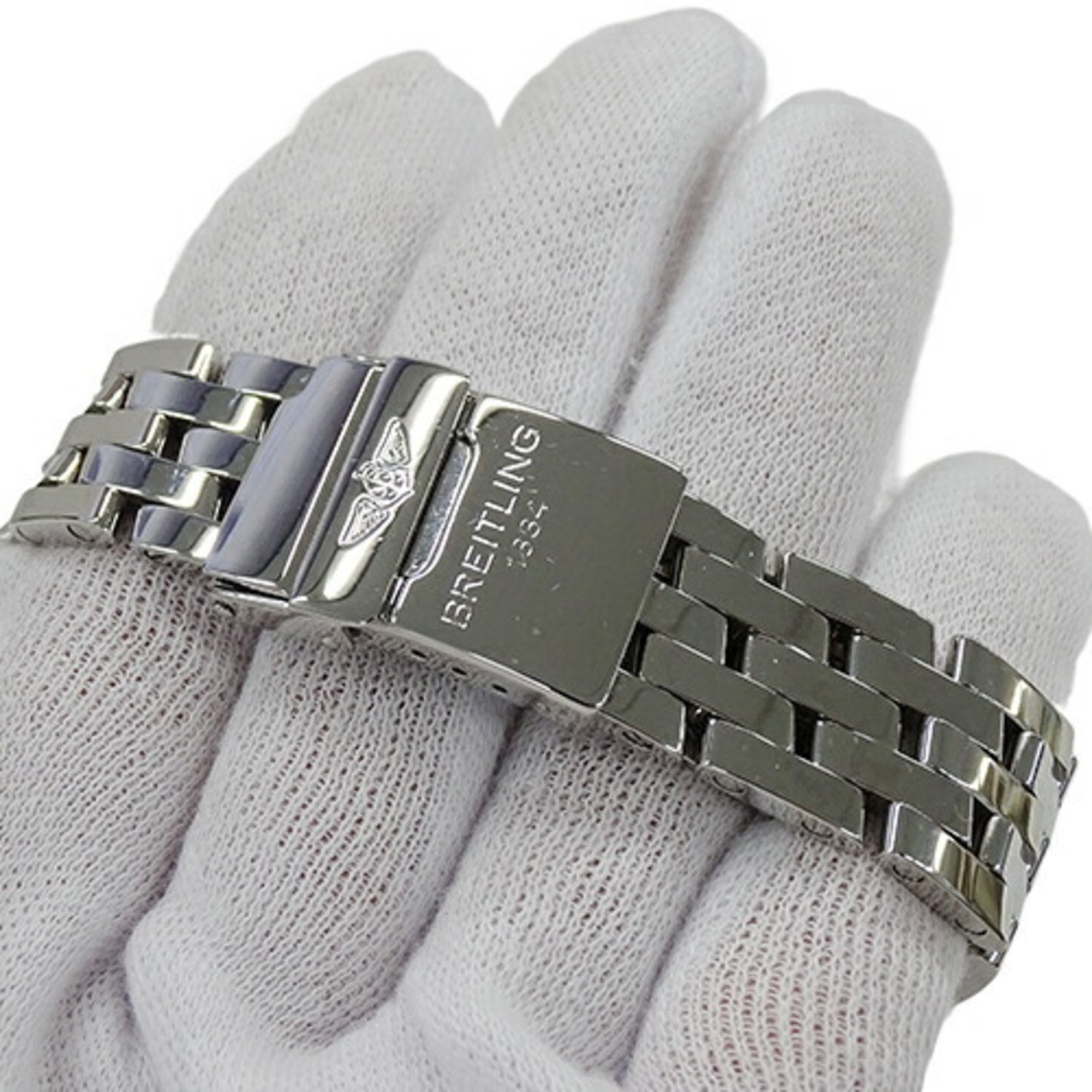 BREITLING Women's Watch A77346 Calisto Date Quartz Stainless Steel SS Silver Black Polished