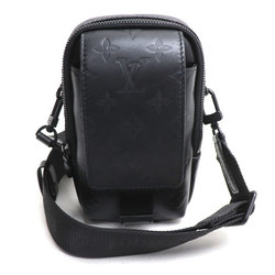 LOUIS VUITTON Louis Vuitton Double Phone Pouch Shoulder Bag Monogram Shadow Black M81323 Men's