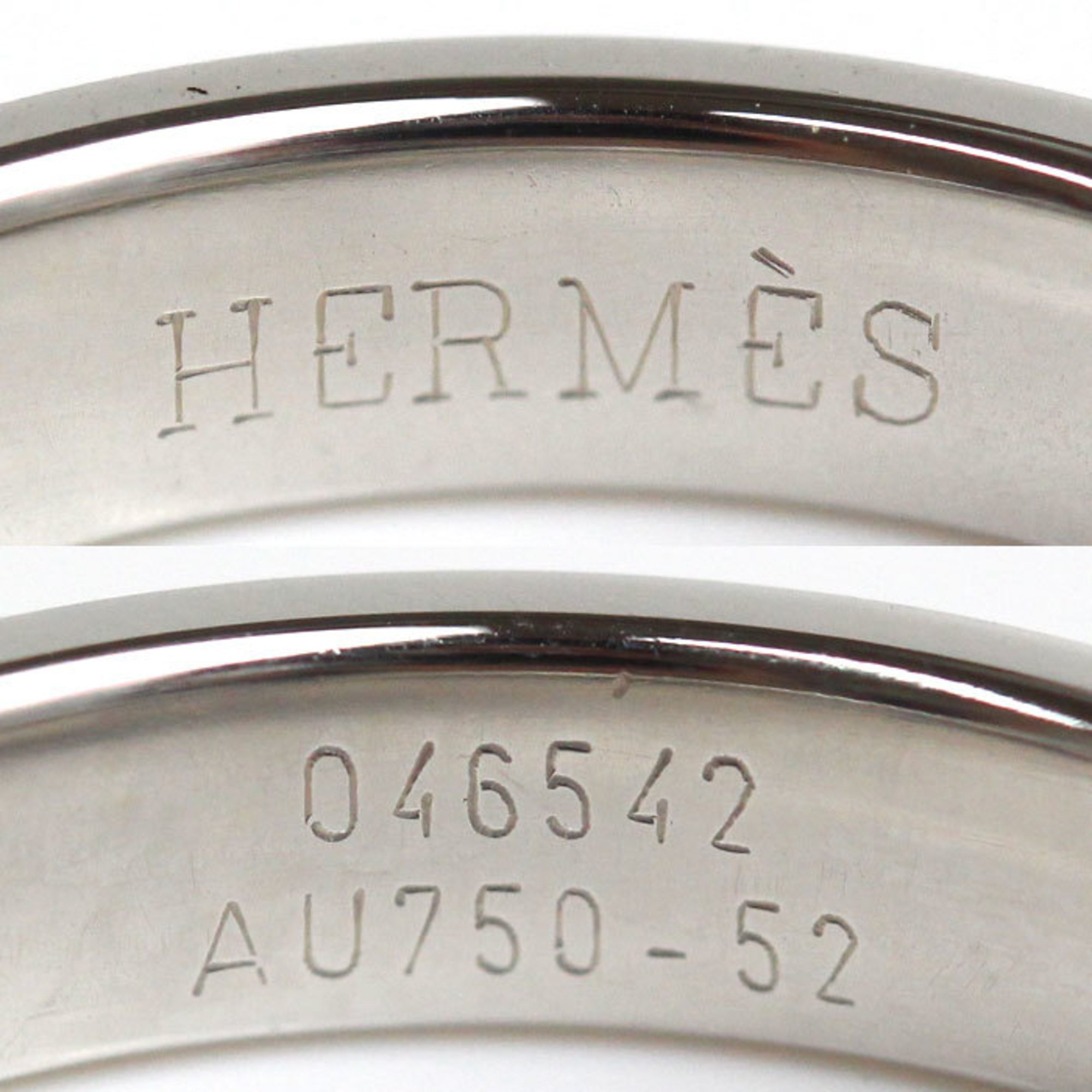 HERMES Hermes K18WG White Gold Hercules Ring Size 11.5 52 3.9g Women's