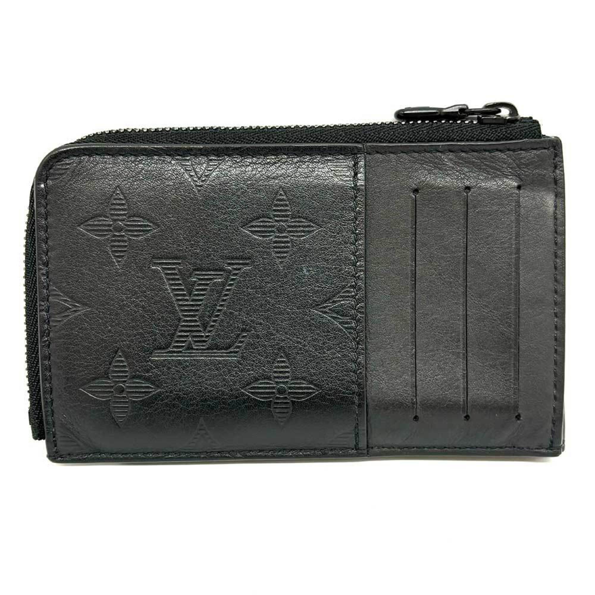 Louis Vuitton Hybrid Wallet Monogram Shadow Black Leather Noir Pass Case Wallet/Coin M81526 LOUIS VUITTON