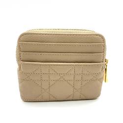 Christian Dior Wallet Caro Lavender Wallet/Coin Case Beige Coin Purse Cannage CD Women's Leather