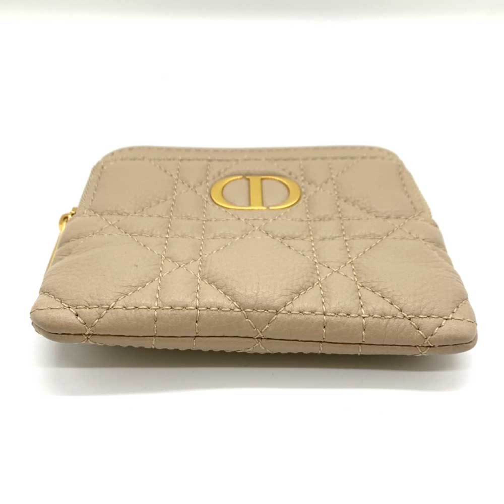 Christian Dior Wallet Caro Lavender Wallet/Coin Case Beige Coin Purse Cannage CD Women's Leather