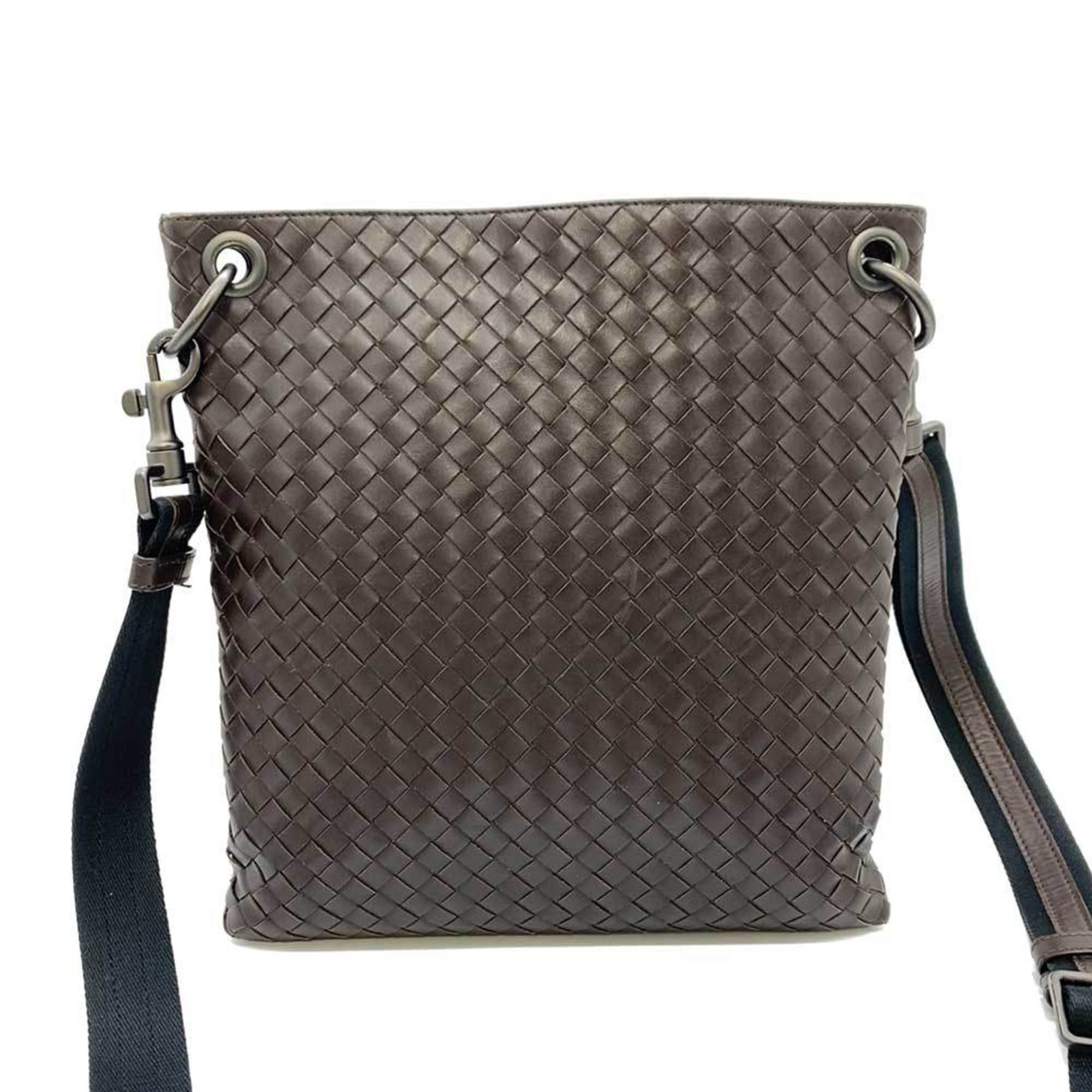 Bottega Veneta Bag Intrecciato Shoulder Brown Crossbody Square Men Women Leather 172736 BOTTEGAVENETA