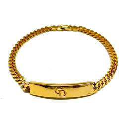 Christian Dior Dior Plate Bracelet Gold Large Size L Cuban DIOR