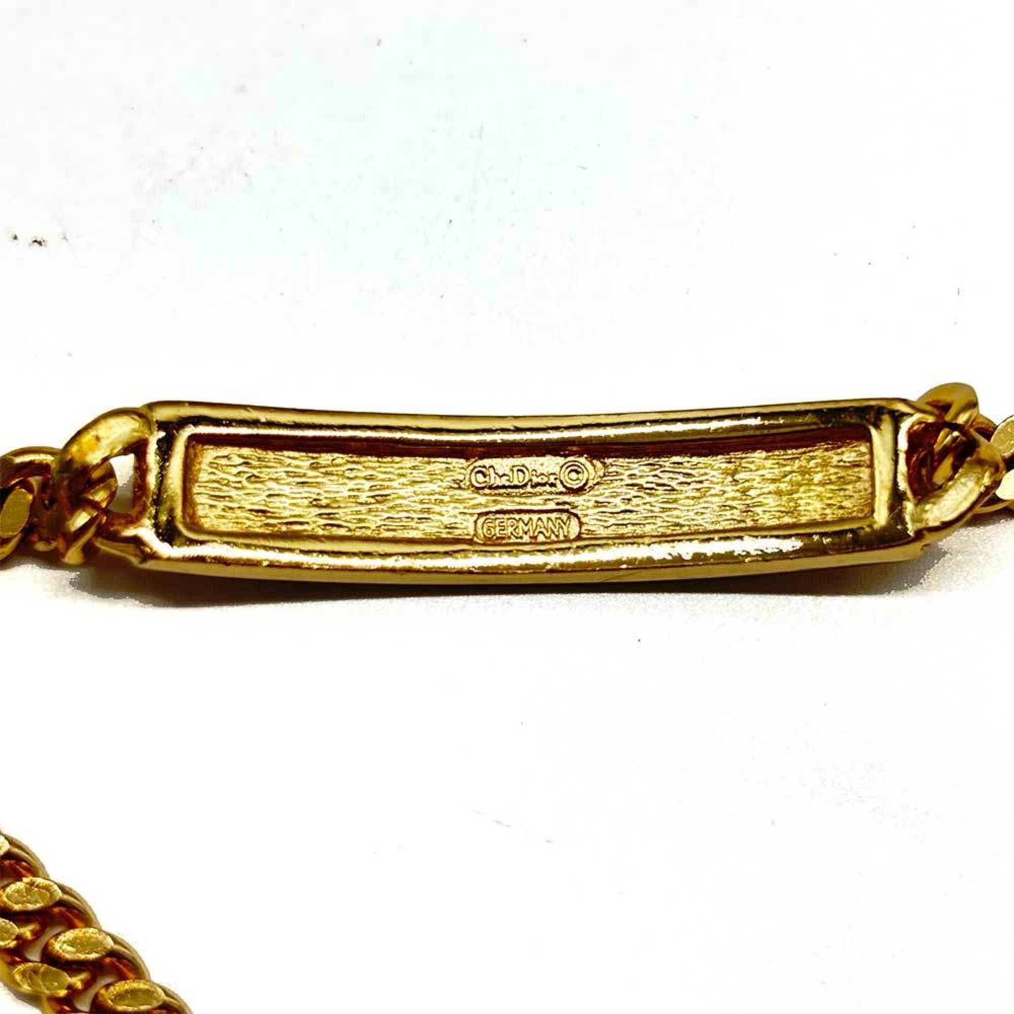 Christian Dior Dior Plate Bracelet Gold Large Size L Cuban DIOR