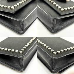 FENDI Carlito Chain Wallet Black Leather 8M0346