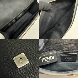 FENDI Carlito Chain Wallet Black Leather 8M0346