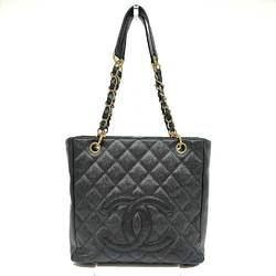 CHANEL Bag Caviar Skin Chain Shoulder PST Tote Leather Black