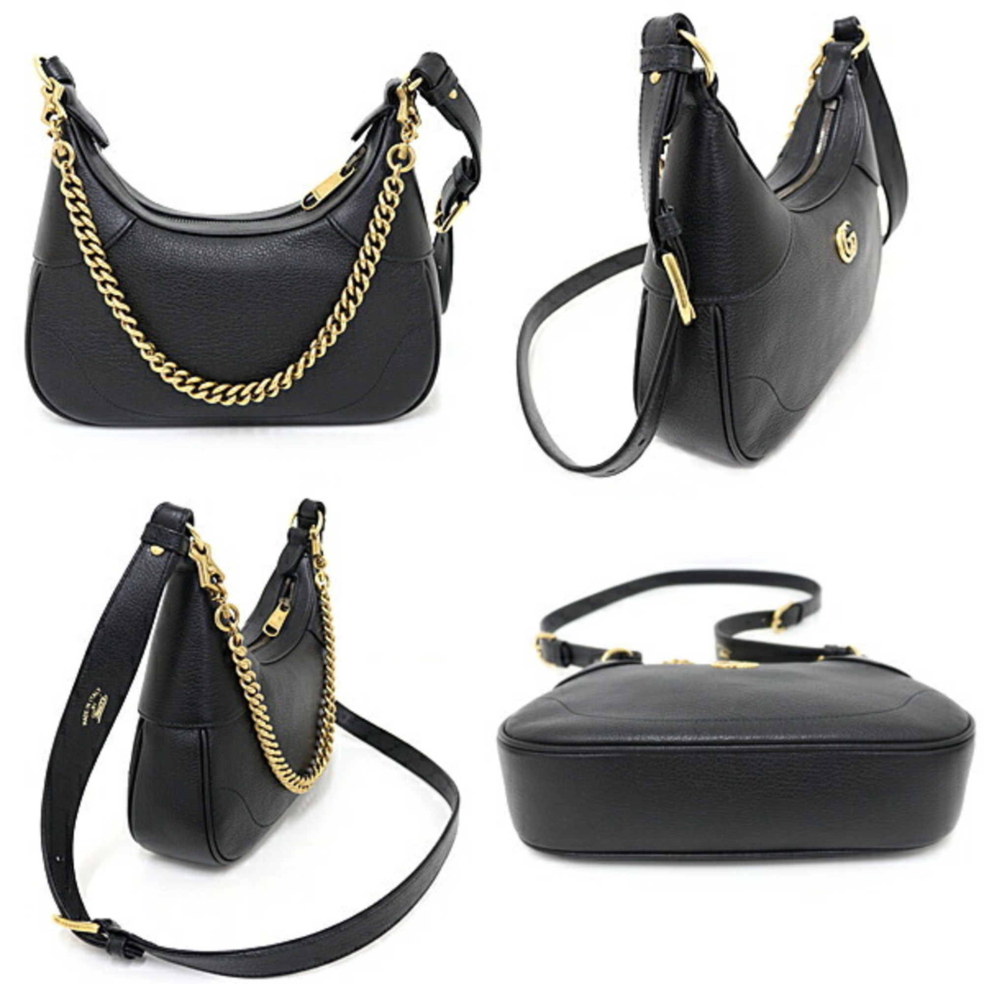 GUCCI Aphrodite Small Shoulder Bag Double G Leather ?731817 Black