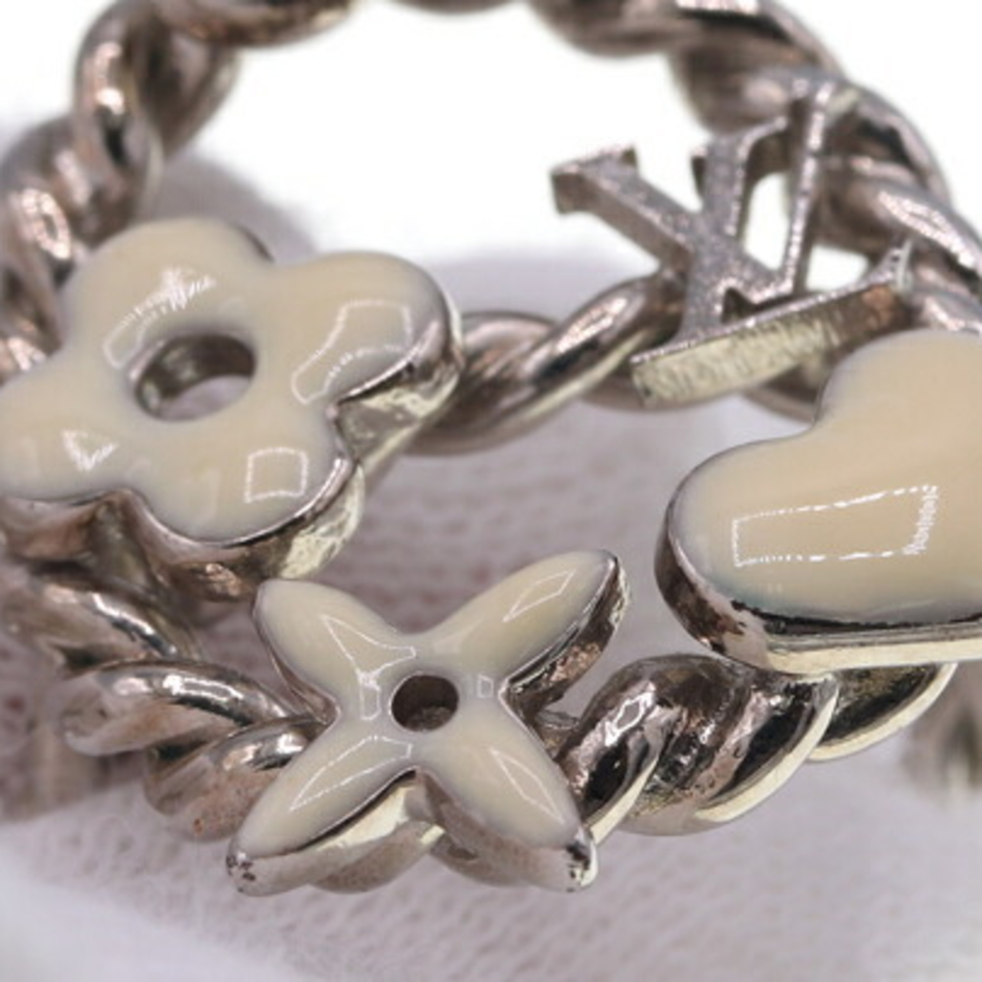 Louis Vuitton Ring Berg Sweet Monogram M65466 Silver Ivory Metal Size 12 Heart LV Women's LOUIS VUITTON