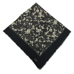 Gucci Scarf Muffler GG Arabesque 415538 Beige Black Rayon Silk Large Shawl Pattern Women's GUCCI