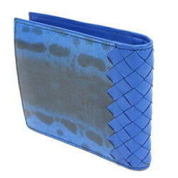 Bottega Veneta Bi-fold Wallet Intrecciato Blue Leather Compact Men's BOTTEGA VENETA