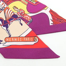 Hermes Scarf Muffler Twilly World's Fair Red Multicolor 100% Silk Ribbon Bag Charm Women's Exposition Universelle HERMES