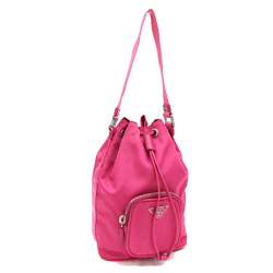 Prada handbag pink nylon leather pouch triangle women's PRADA