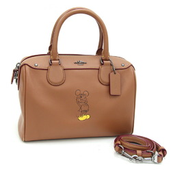 Coach handbag Disney collaboration F59371 brown leather Boston Mickey ladies COACH