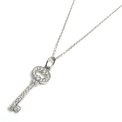 TIFFANY&Co. Tiffany K18WG White Gold Oval Key Necklace Diamond 2.7g 40cm Women's