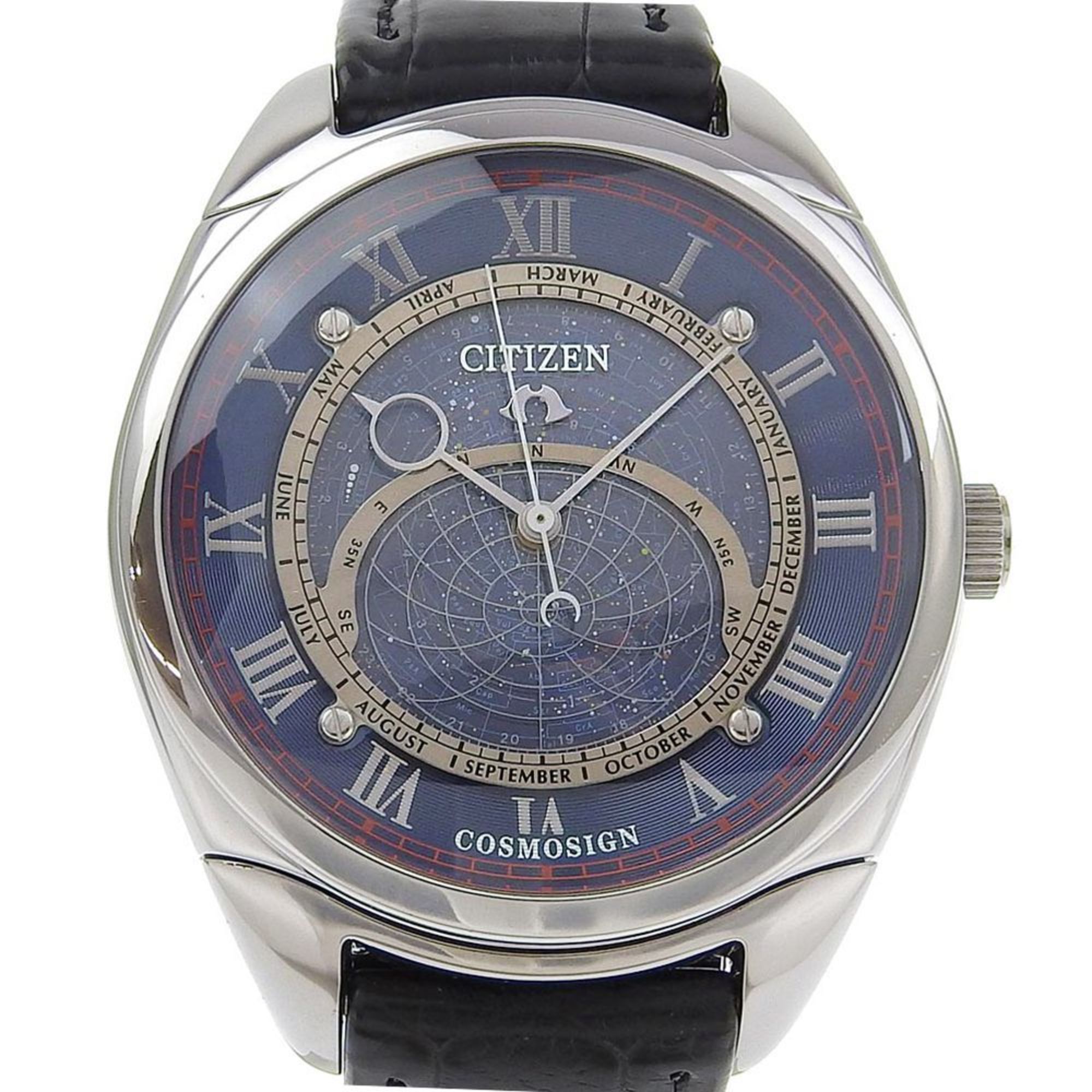 CITIZEN Campanola Cosmosign CTV57 0742 Navy Dial SS/Leather Quartz Approx. 44mm Wristwatch