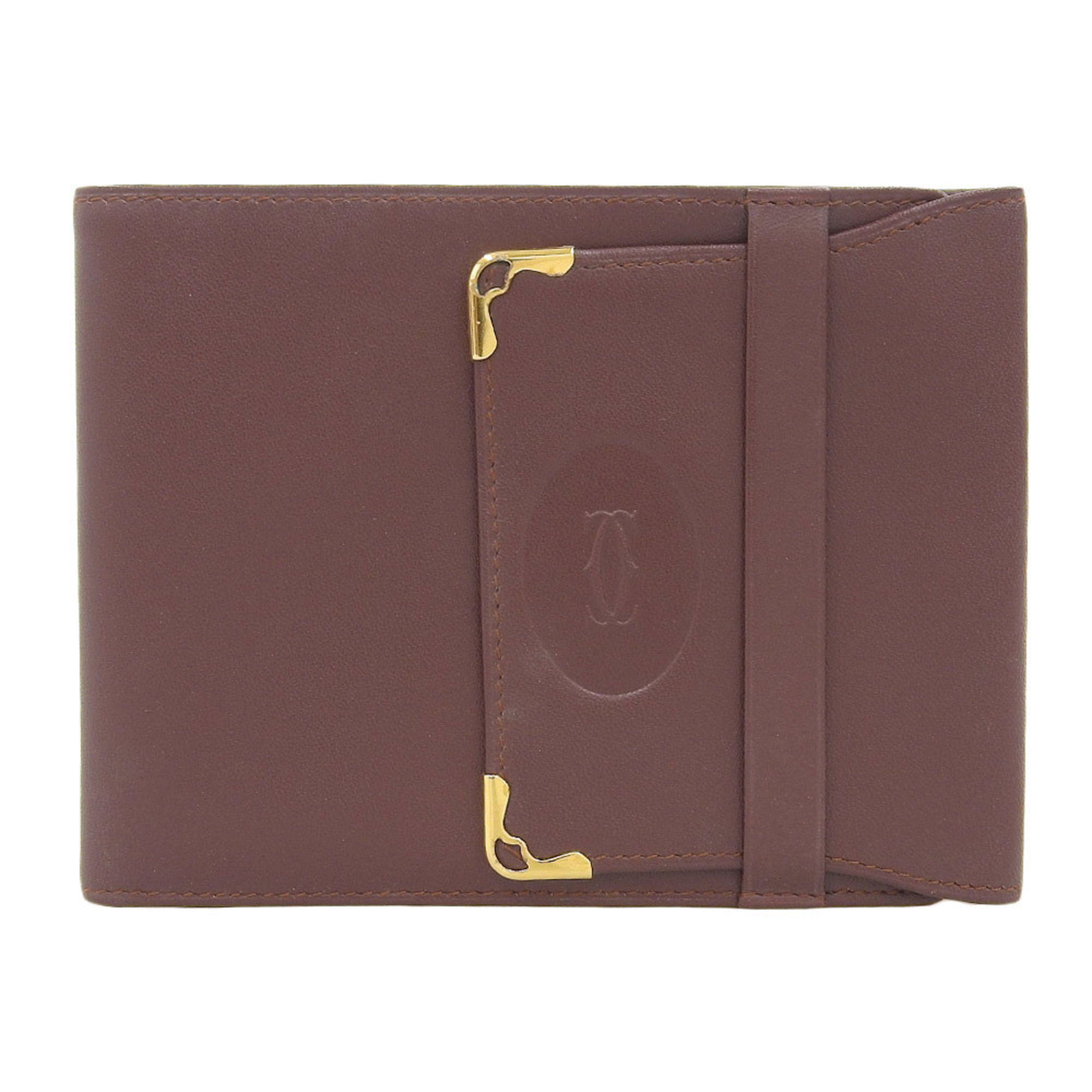 CARTIER Must Line Tri-fold Wallet Leather Bordeaux