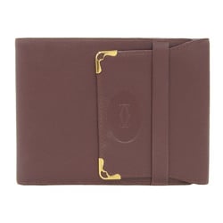 CARTIER Must Line Tri-fold Wallet Leather Bordeaux