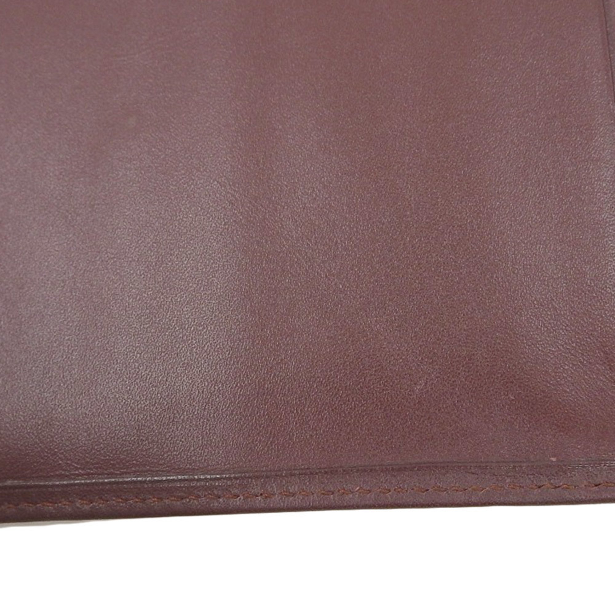 CARTIER Must Line Tri-fold Wallet Leather Bordeaux