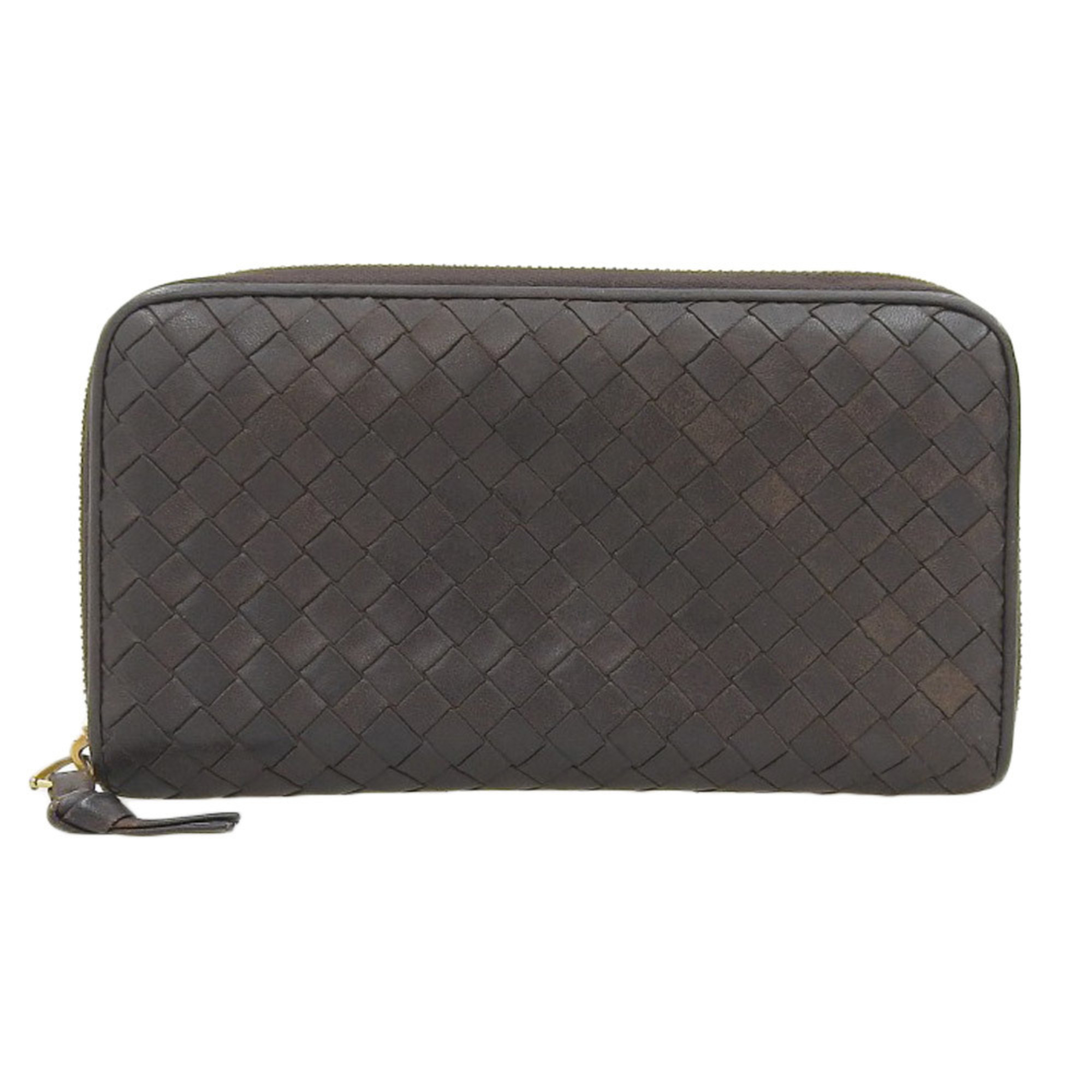 BOTTEGA VENETA Intrecciato Round Long Wallet 114076 Leather Brown