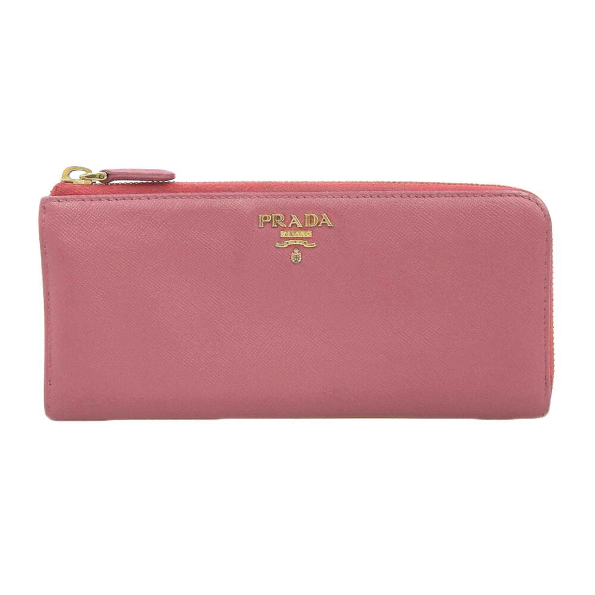 PRADA L-shaped long wallet 1M1183 Saffiano leather pink