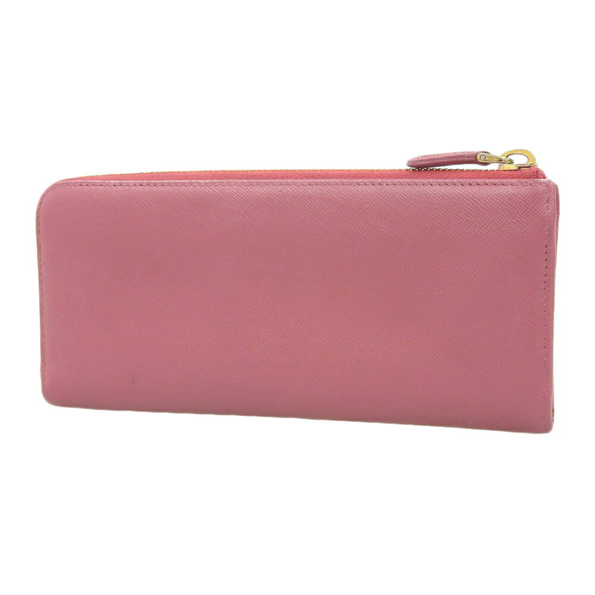 PRADA L-shaped long wallet 1M1183 Saffiano leather pink