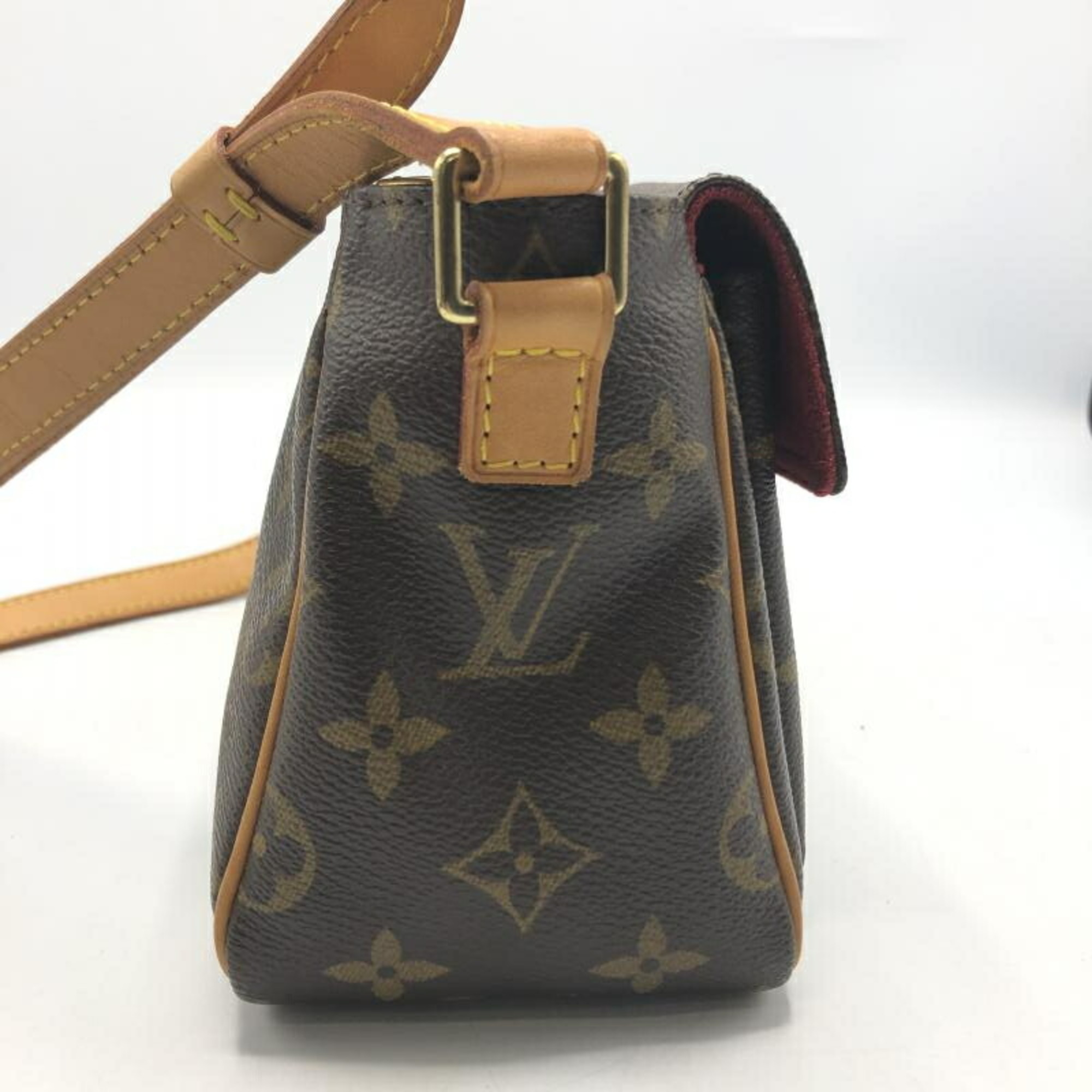 LOUIS VUITTON Vivacite PM Shoulder Bag M51165 Monogram Brown Red Louis Vuitton