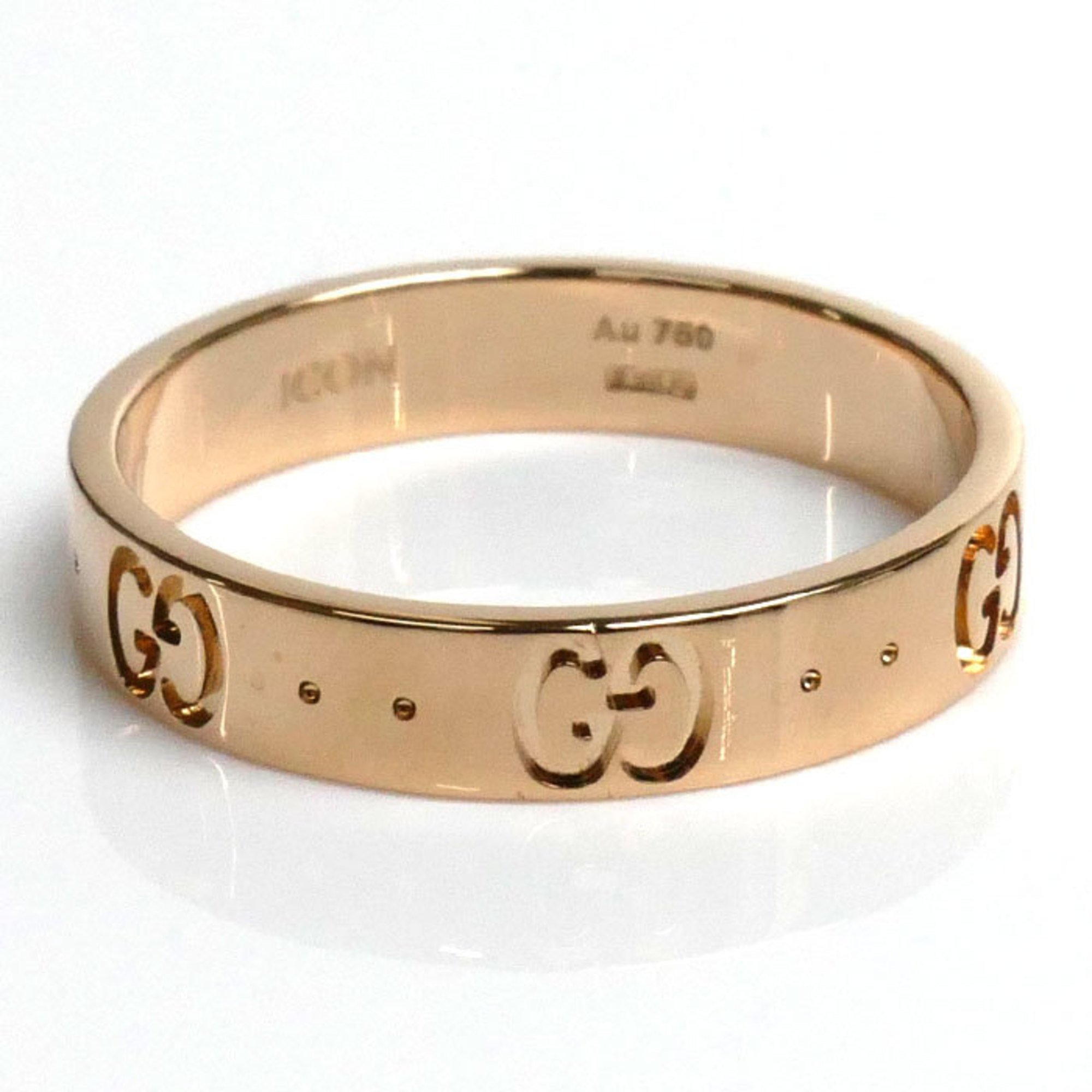 GUCCI K18PG Pink Gold Icon Ring, Size 16.5, 3.9g, Women's