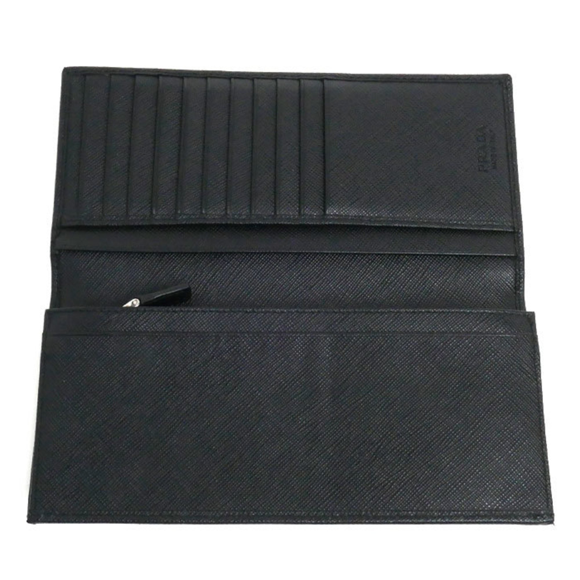 PRADA Prada Long Wallet Black 2MV836 053 F0002 Embossed Men's