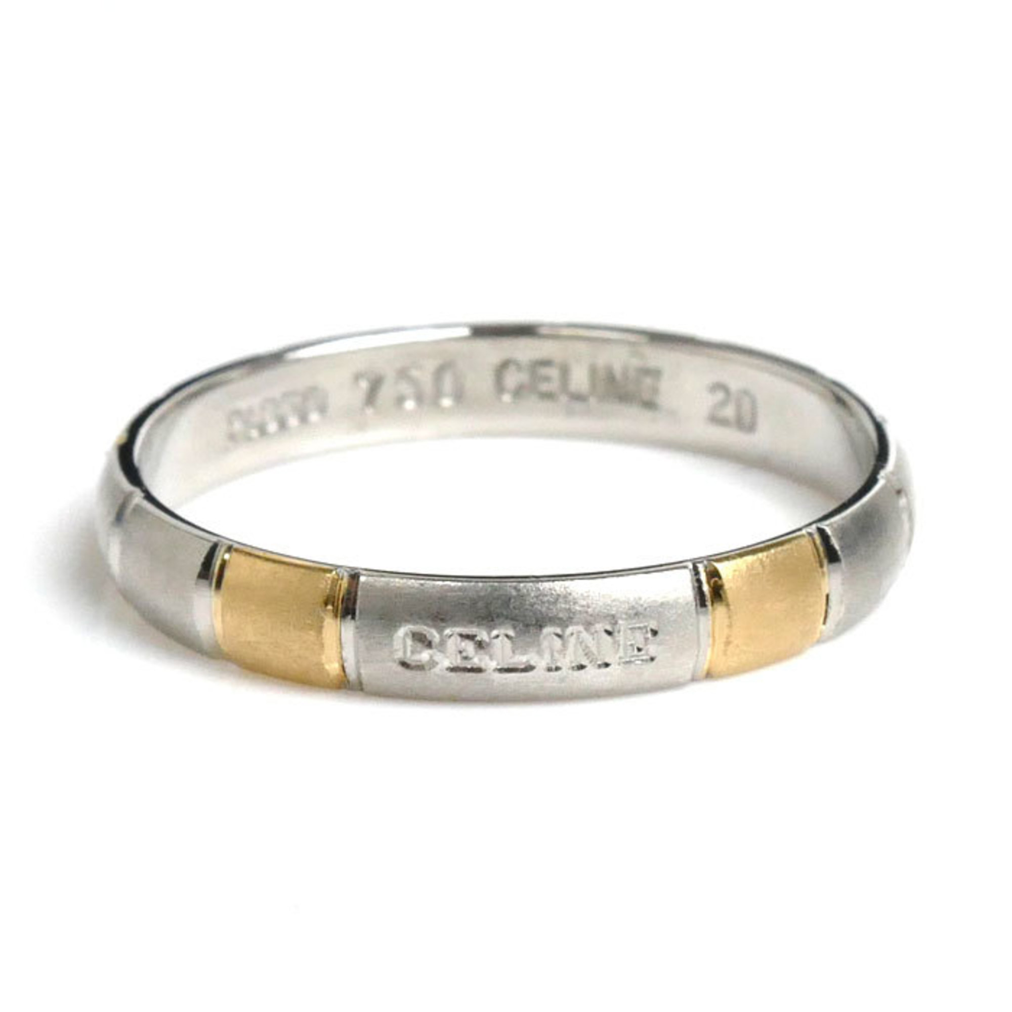 CELINE Pt850 Platinum K18YG Yellow Gold Ring Size 20 3.9g Men's