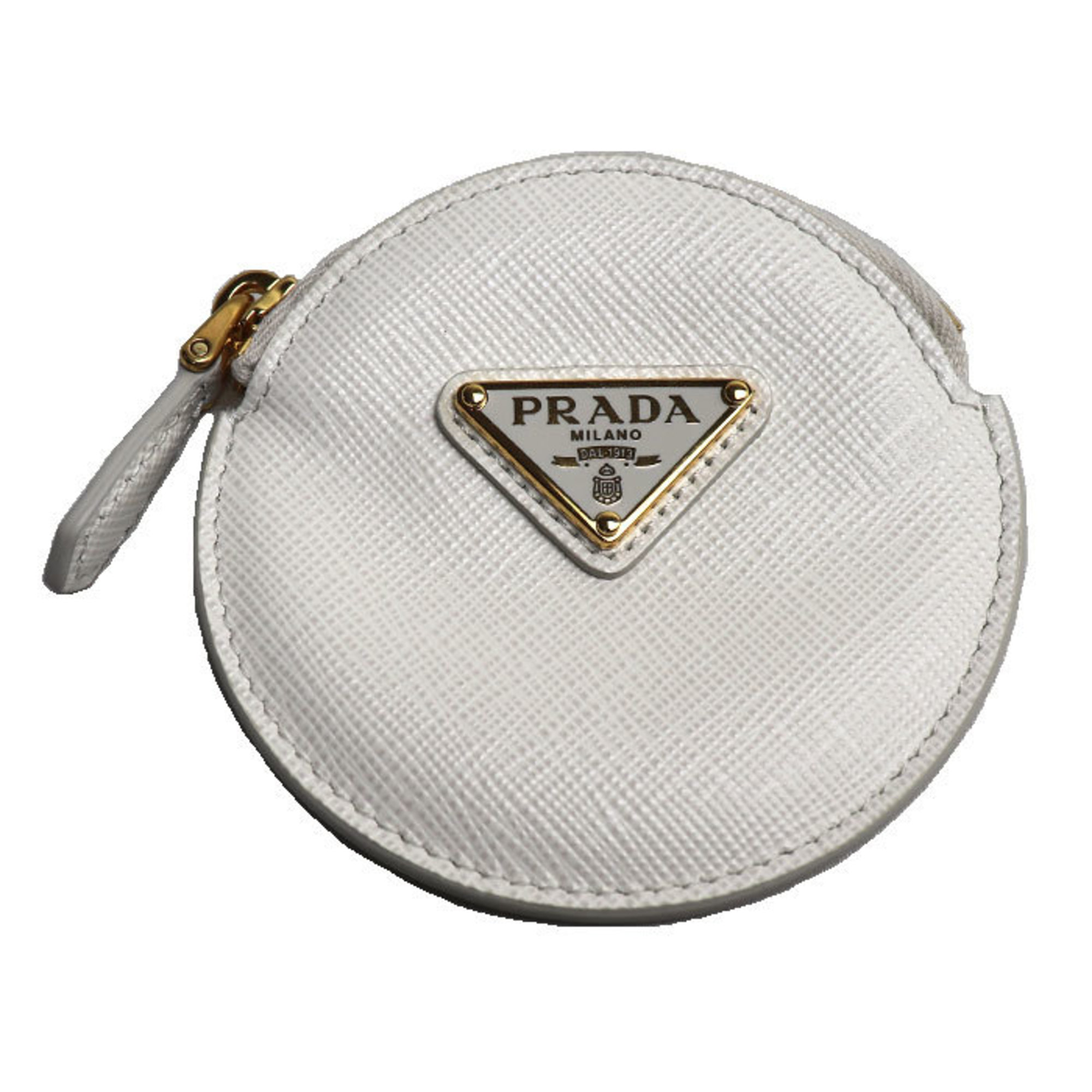 PRADA Saffiano Triangle Coin Case White 1MM006_QHH_F0009 Women's