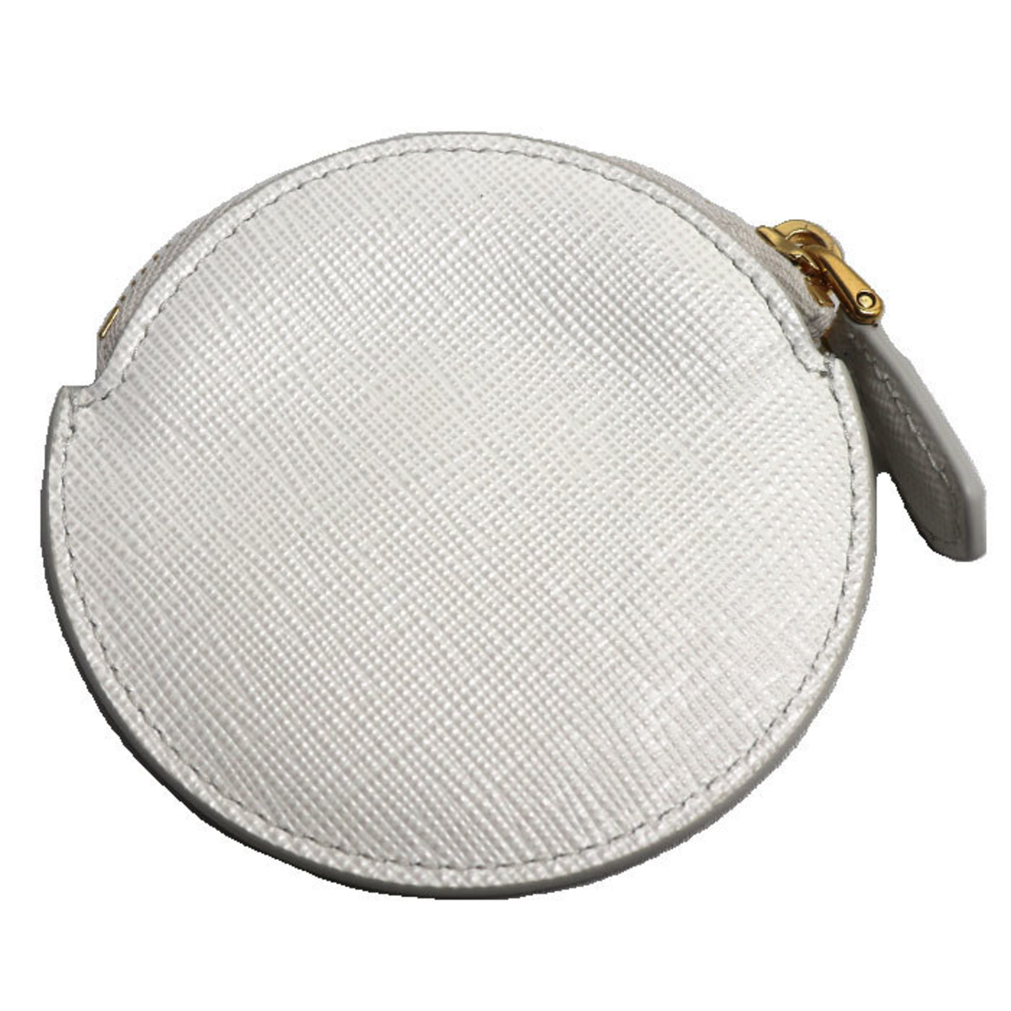 PRADA Saffiano Triangle Coin Case White 1MM006_QHH_F0009 Women's