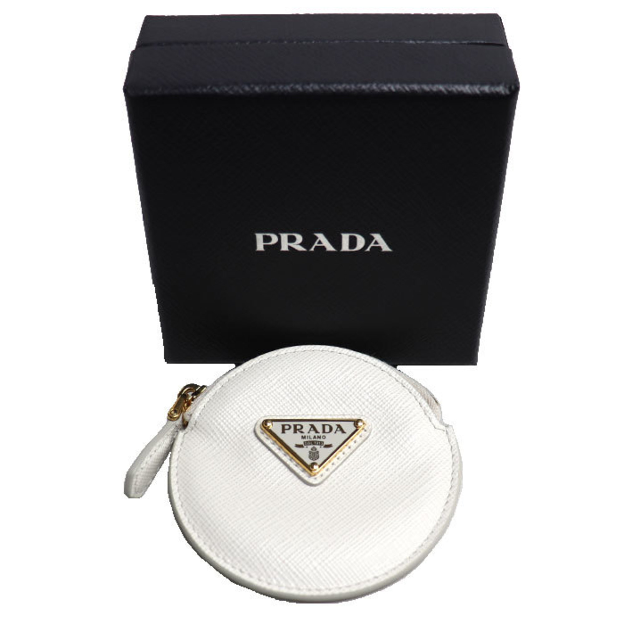 PRADA Saffiano Triangle Coin Case White 1MM006_QHH_F0009 Women's