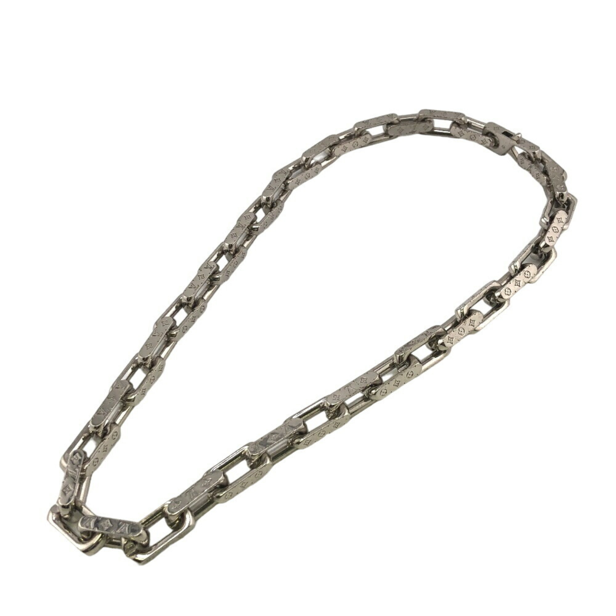 LOUIS VUITTON M64196 Collier Chain Monogram Necklace Silver Men's