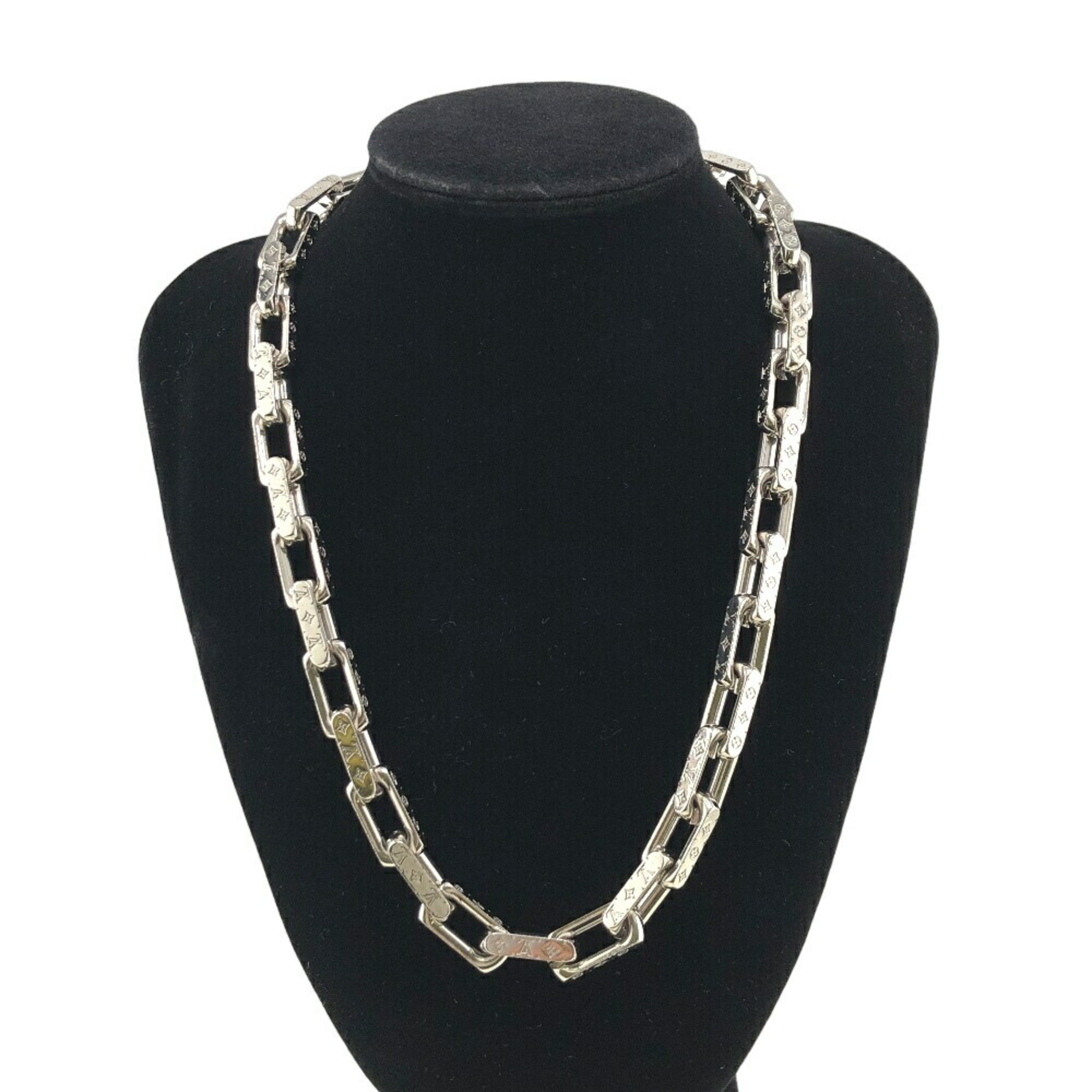 LOUIS VUITTON M64196 Collier Chain Monogram Necklace Silver Men's