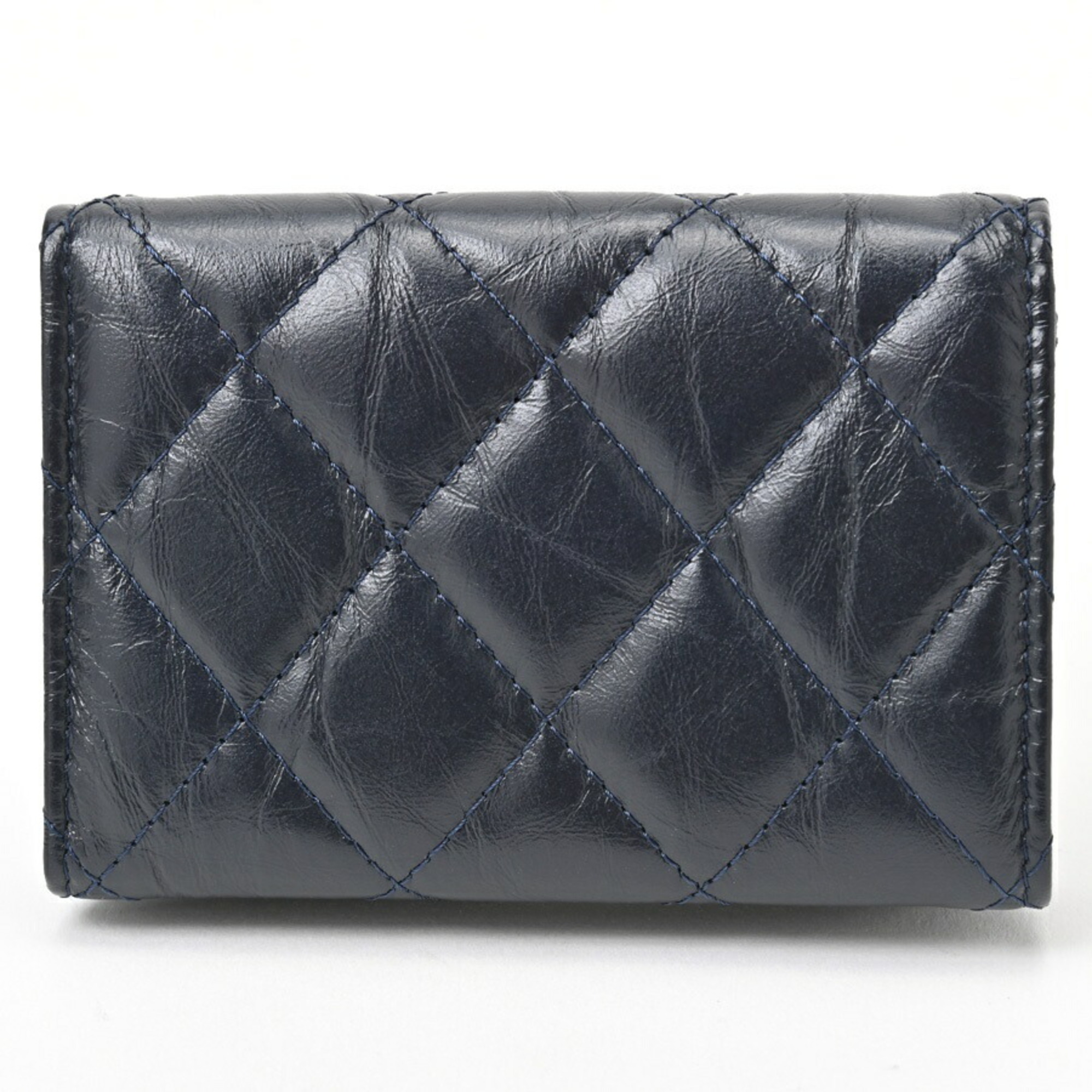 CHANEL Matelasse 2.55 Small Flap Wallet Tri-fold A70325 Lambskin Navy S-155923