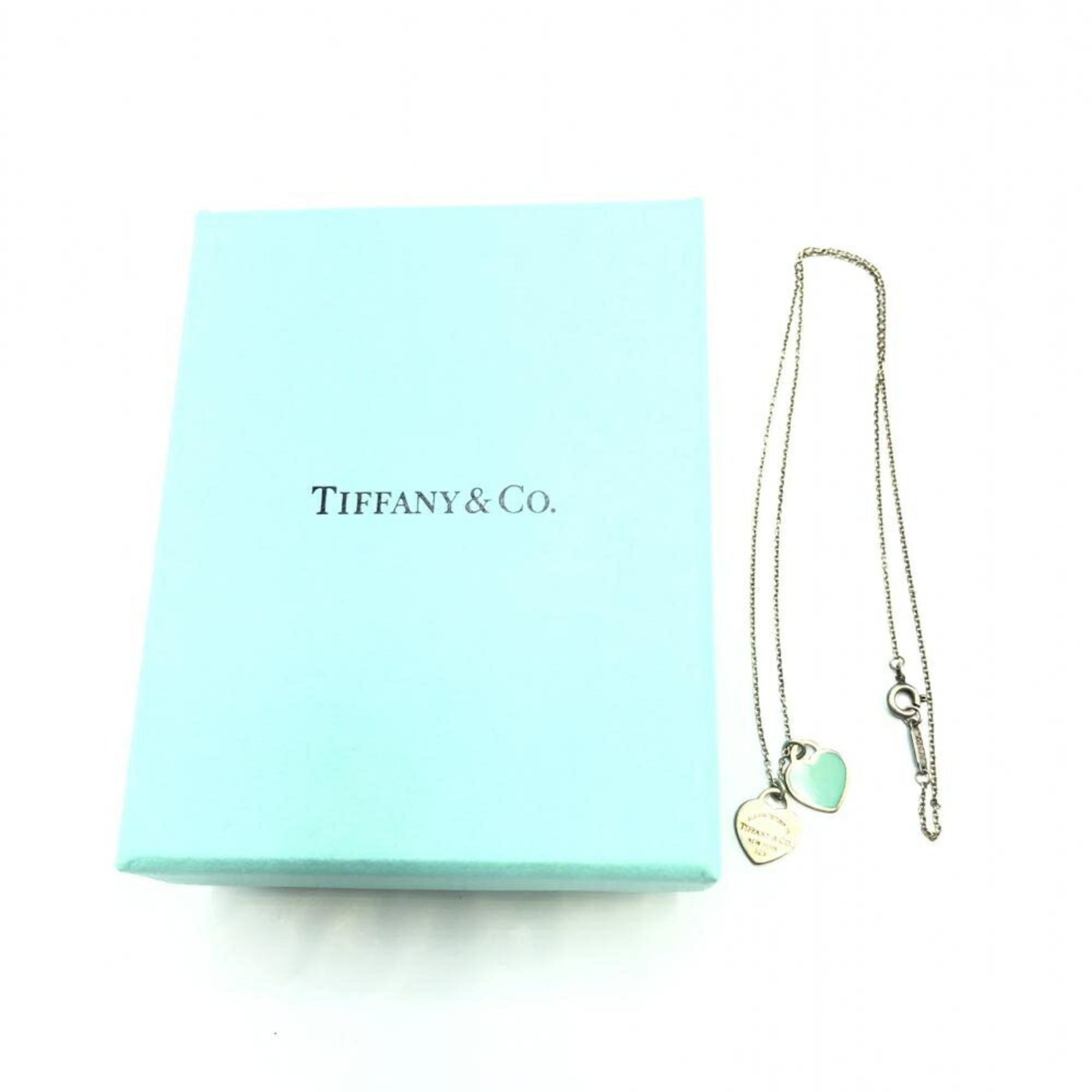 Tiffany & Co. Blue Double Heart Tag Pendant