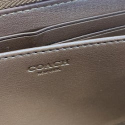 COACH Signature Round Zip Wallet C4452 Khaki Long Coach