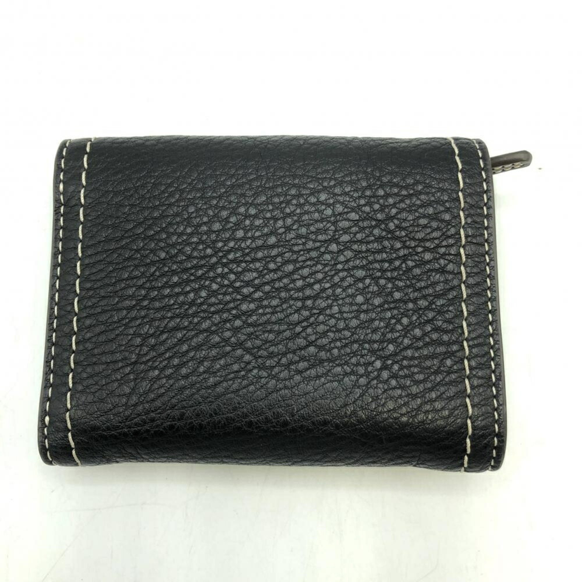 TORY BURCH Leather Felix Tri-fold Wallet Black Tory Burch