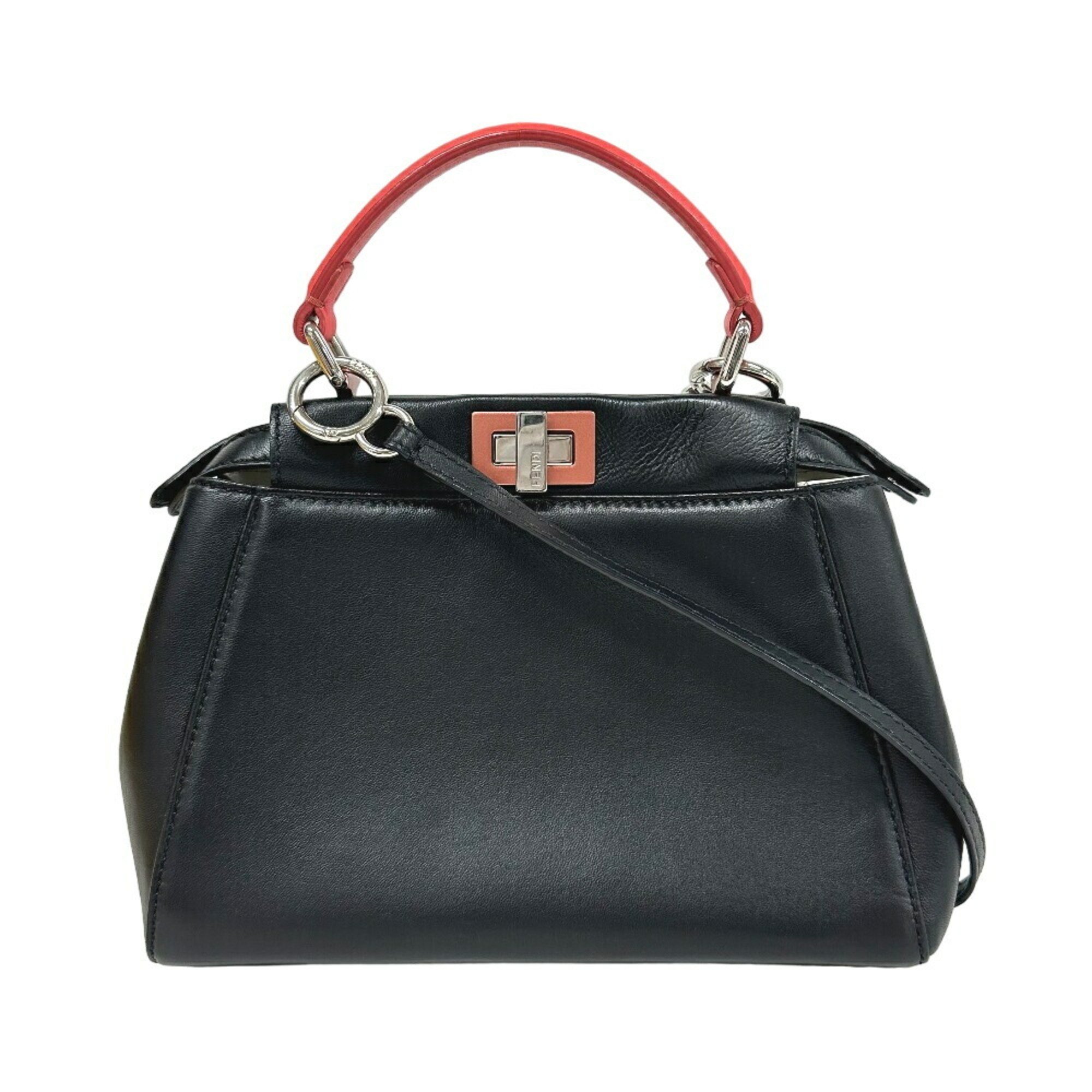 FENDI 8BN244 Peekaboo Handbag Black Women's