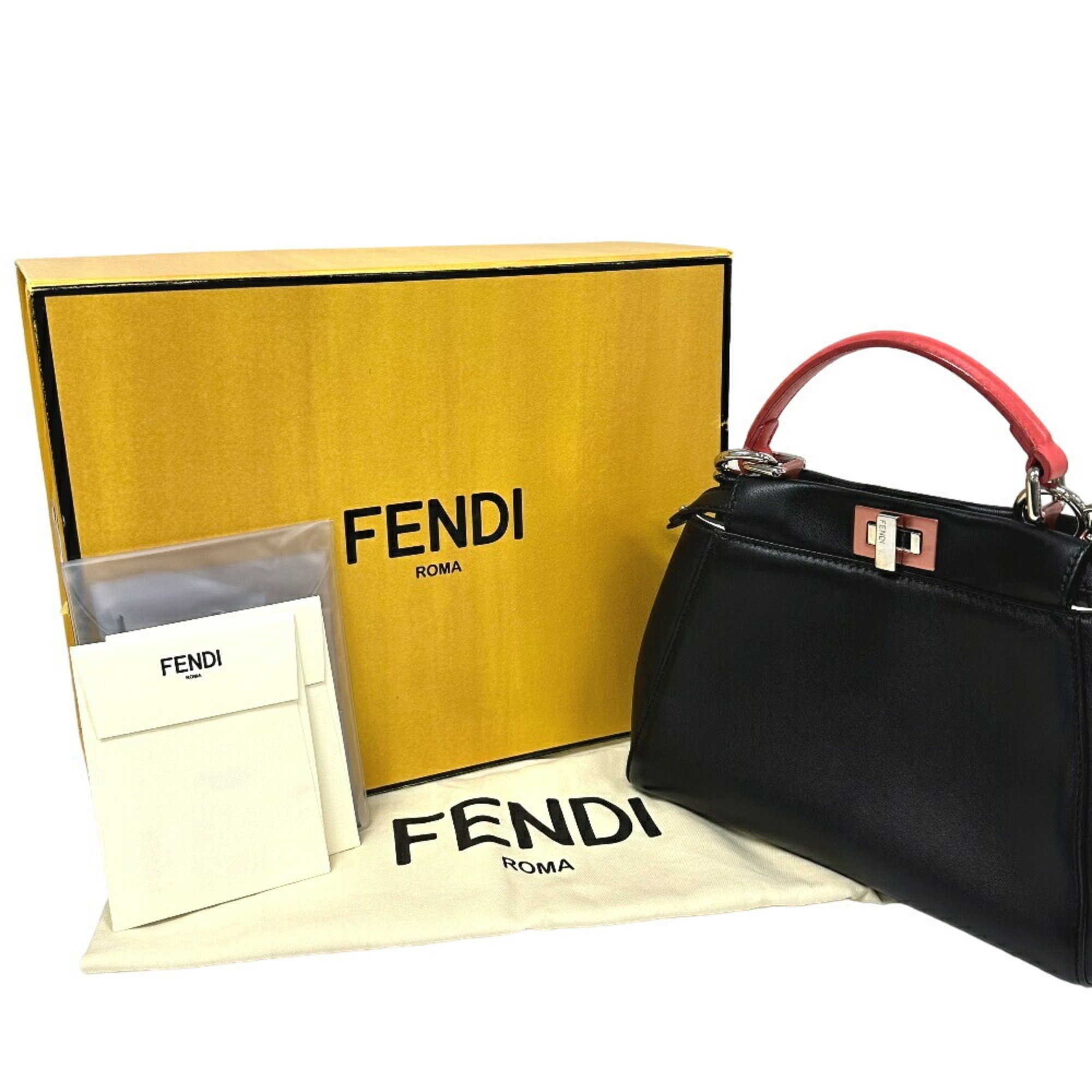 FENDI 8BN244 Peekaboo Handbag Black Women's