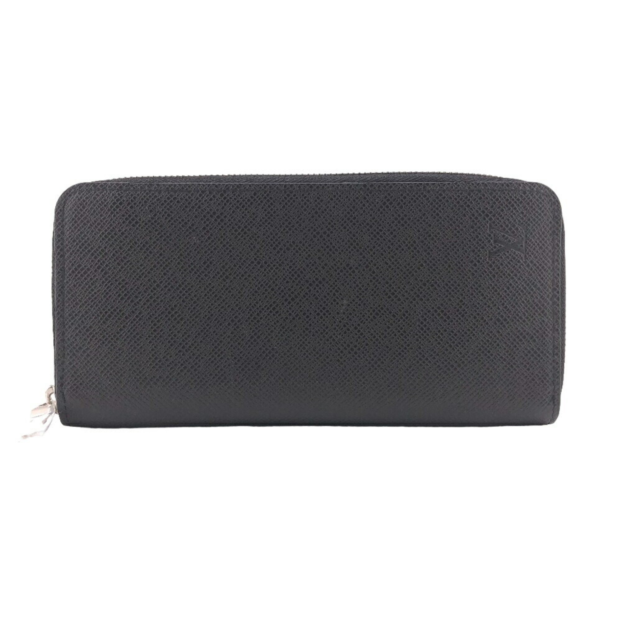 LOUIS VUITTON M30503 Zippy Wallet Vertical Round Taiga Long Black Men's