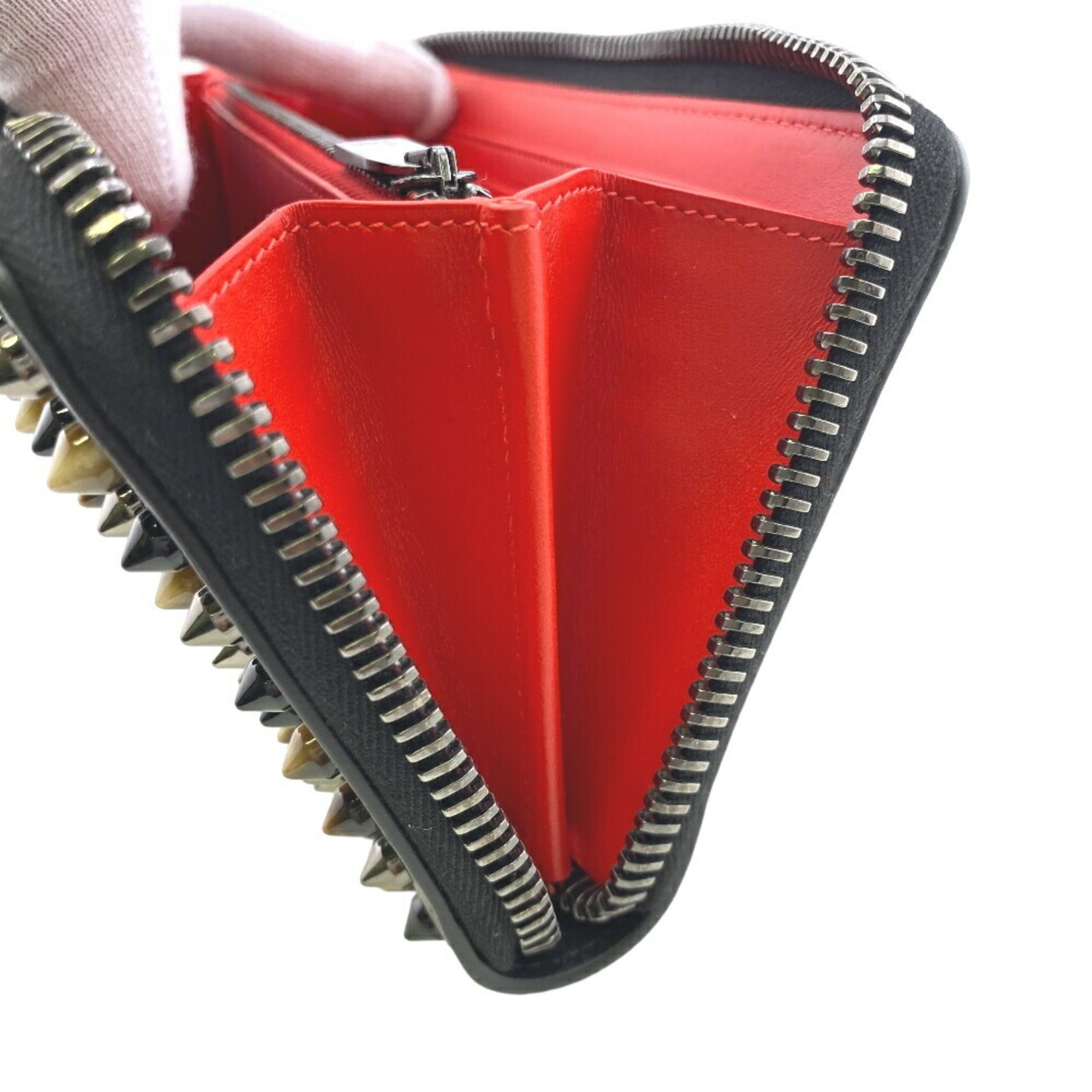 Christian Louboutin Round Studs Long Wallet Black Unisex