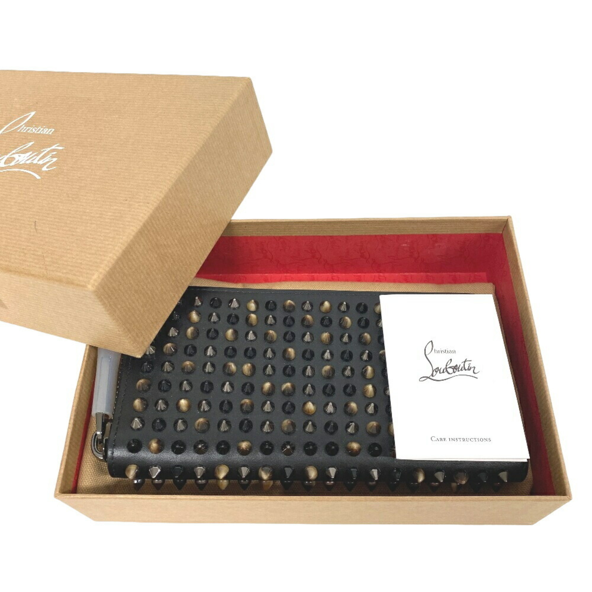 Christian Louboutin Round Studs Long Wallet Black Unisex