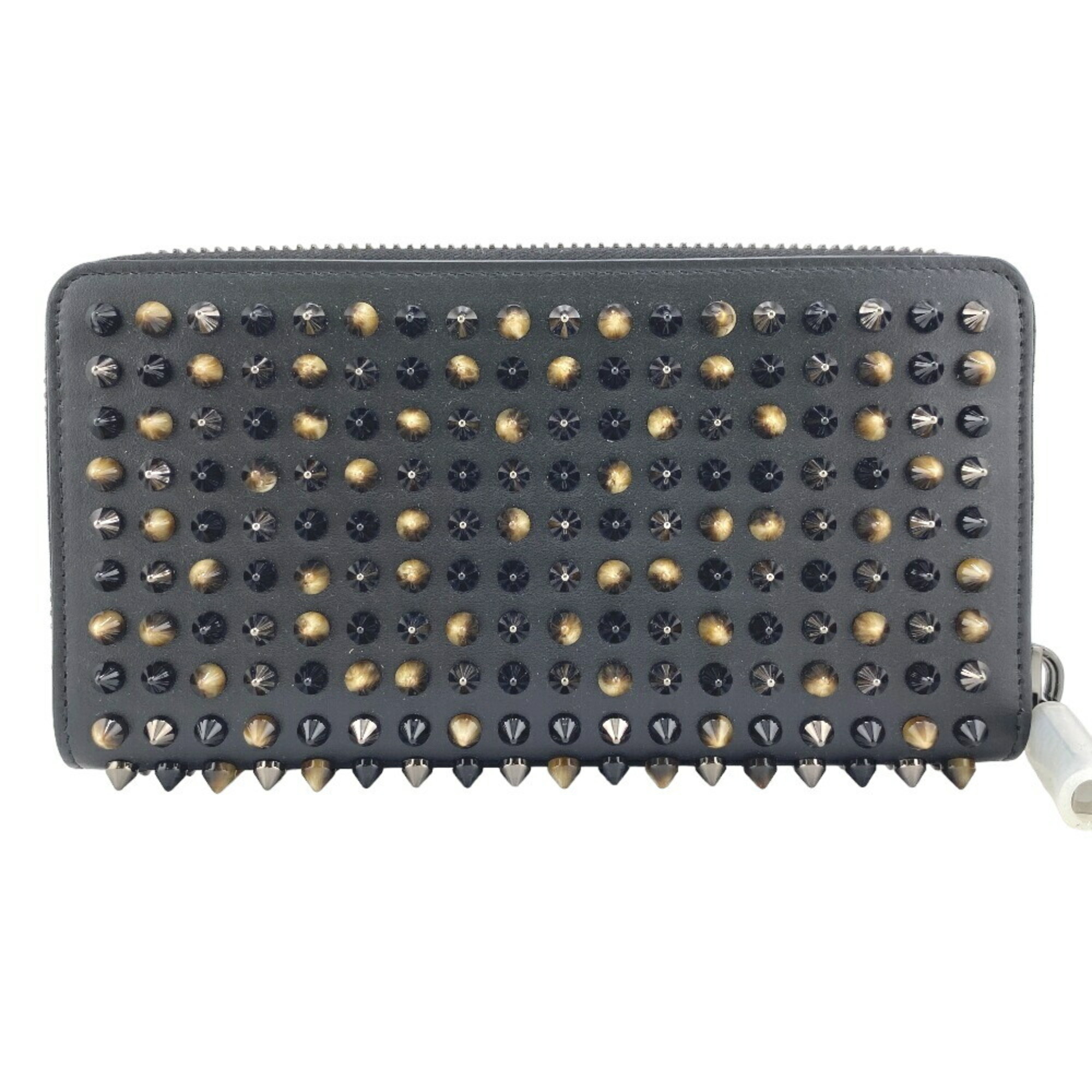 Christian Louboutin Round Studs Long Wallet Black Unisex