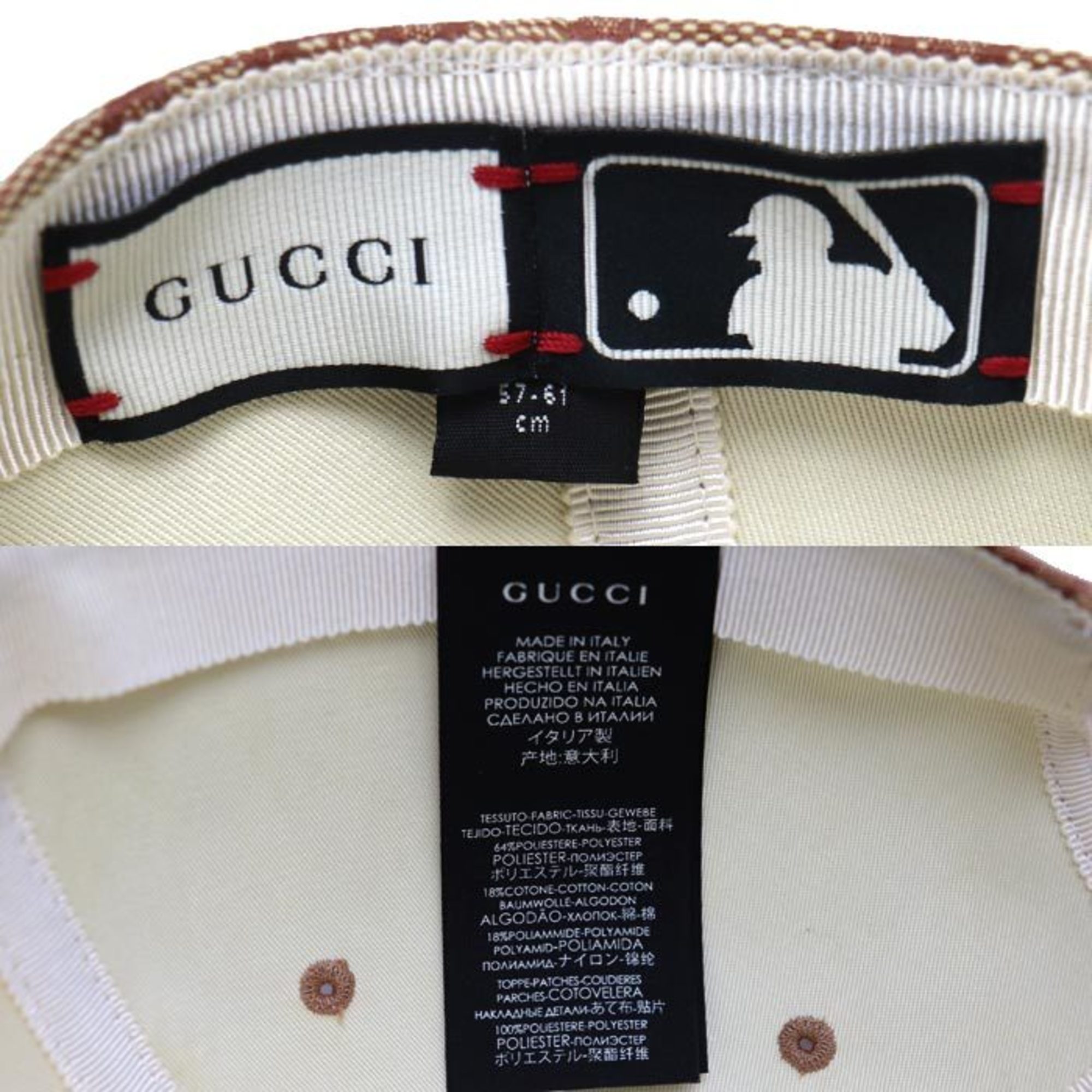 GUCCI LA Angels GG Canvas Cap Beige 57-61cm Unisex