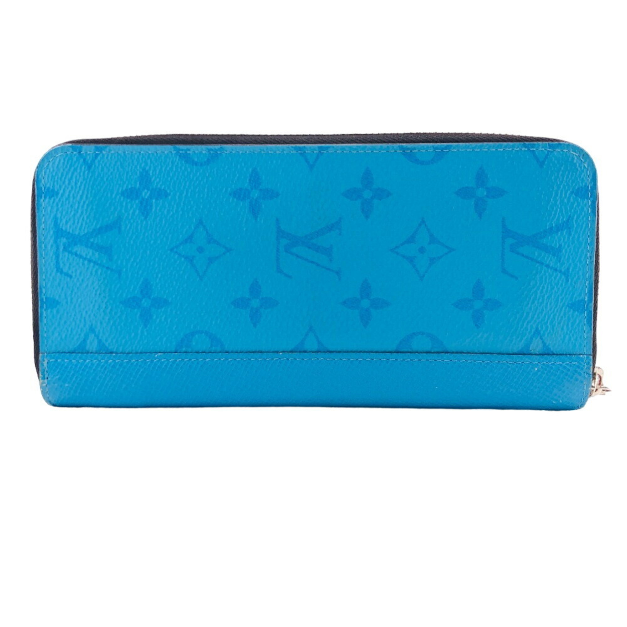 LOUIS VUITTON M30467 Zippy Wallet Vertical Round Monogram Taiga Long Blue Men's