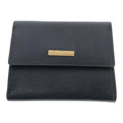 BURBERRY W Double Bi-fold Wallet for Women and Men, Navy Leather, Mikunigaoka Store