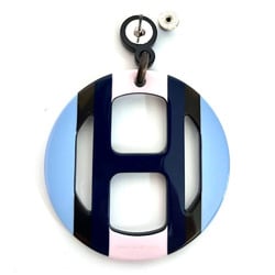 Hermes HERMES H Equipe Buffalo Horn Earrings Blue Pink Lacquer S Stud Women's